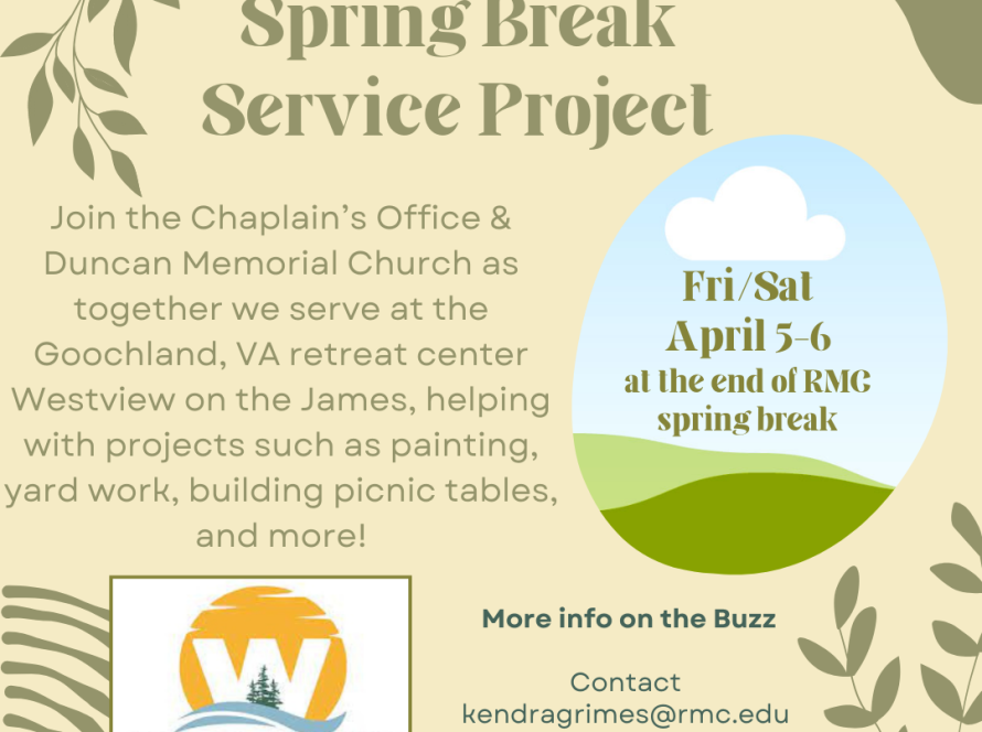 Flyer for the Alternative Spring Break Project at Westview on the James